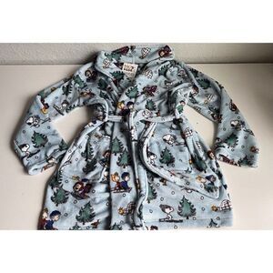 Peanuts Snoopy Gang Winter Christmas Robe Belt Pockets Soft Women’s Sz L NEW
